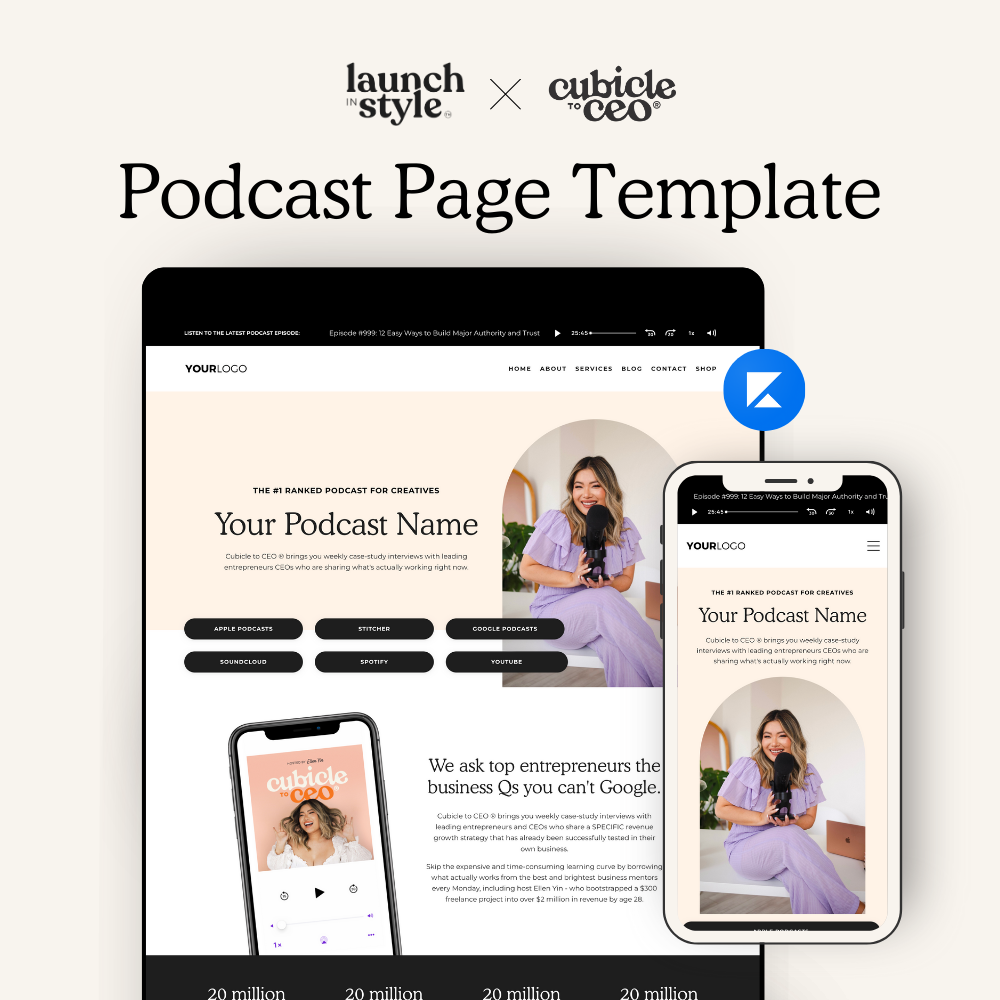 Podcast Page Template for Kajabi  | Cubicle to CEO