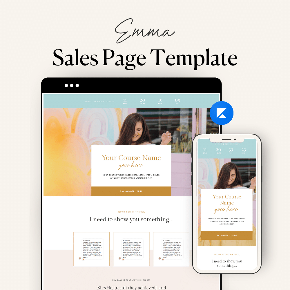 Emma Sales Page Kit for Kajabi