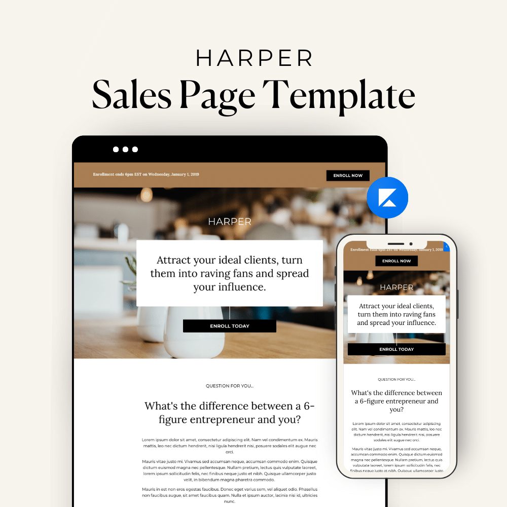 Harper Sales Page Kit for Kajabi